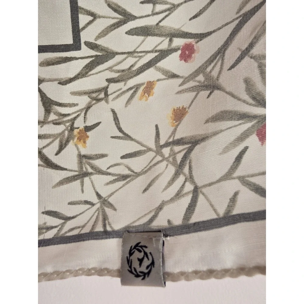 Square Bandana Scarf Off-White Green Yellow Red Floral Rolled Edges